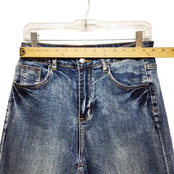 Wide-Leg Distressed Womens Denim Jeans By Roswear Size M - Picture 7 of 9